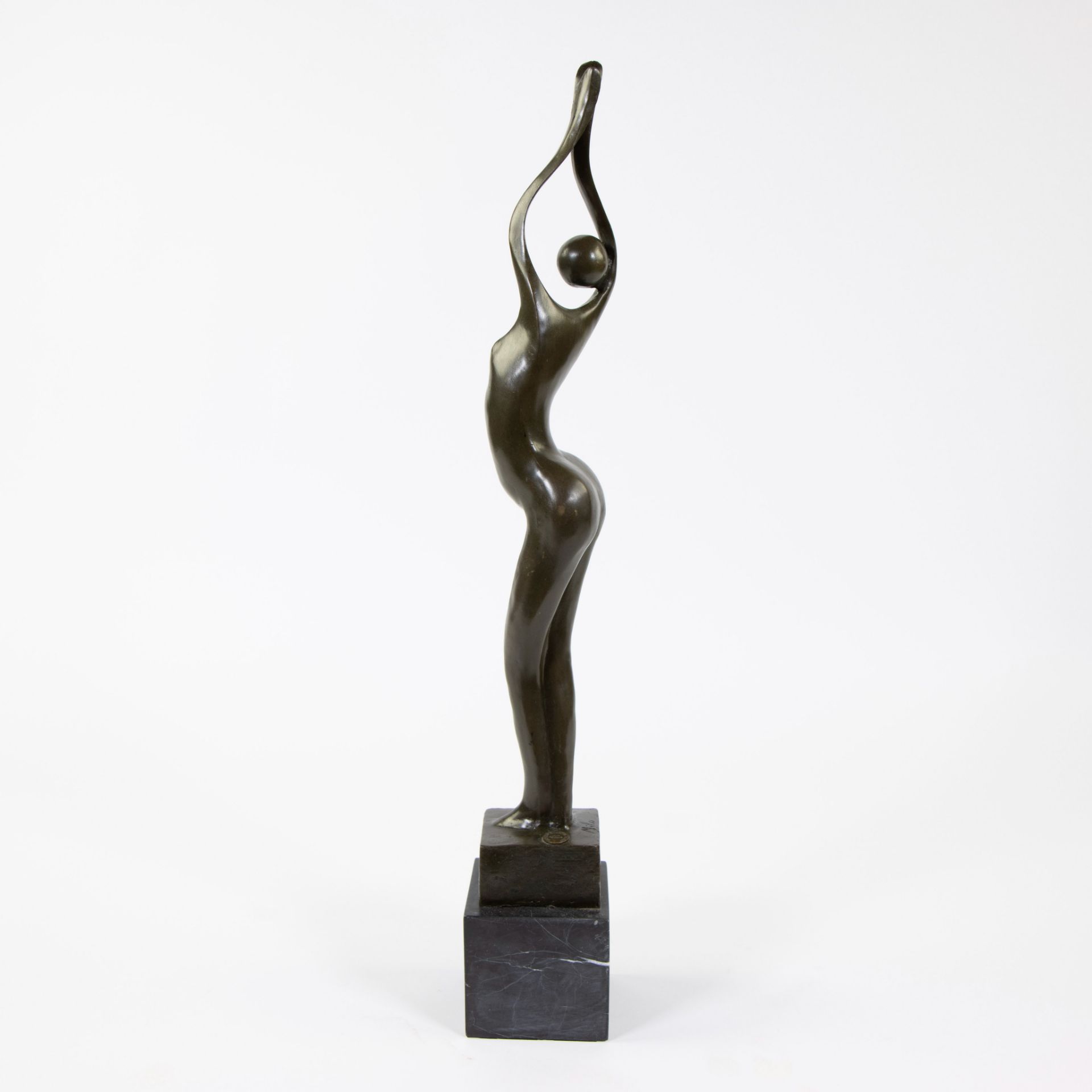 Stylized bronze of a naked woman, signed Milo and stamped bronze garanti Paris, JB deposee. - Image 3 of 7