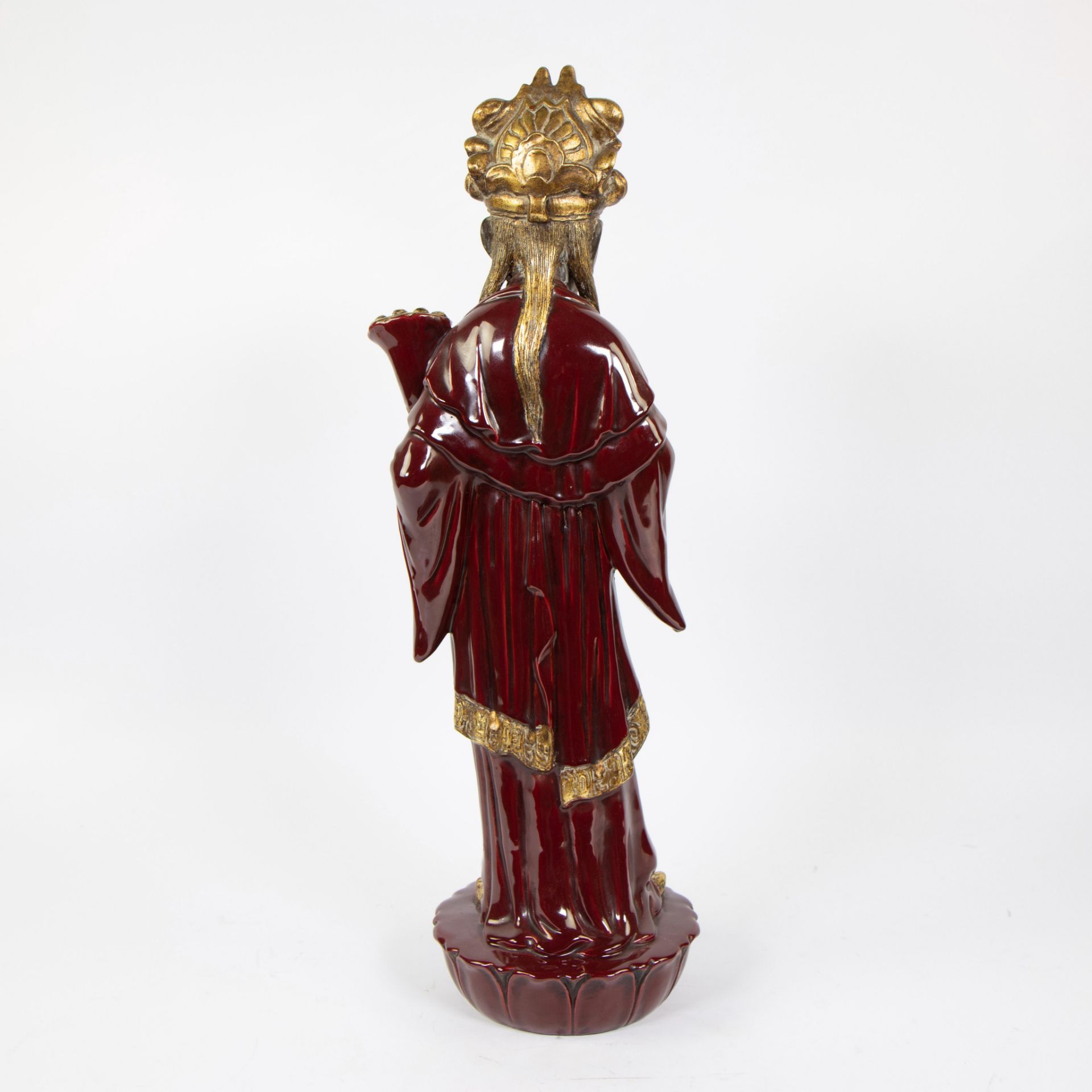 Glazed ceramic statue of a Chinese sage - Image 3 of 5