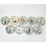 Collection of polychrome Delft plates, 18th century