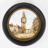 Beautiful and original clock painted porcelain Le Belfroi à Gand by Jules Heursel - Horloger a Gand,