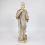 Alabaster figure "Dante Alighiero", Italy ca 1890, signed