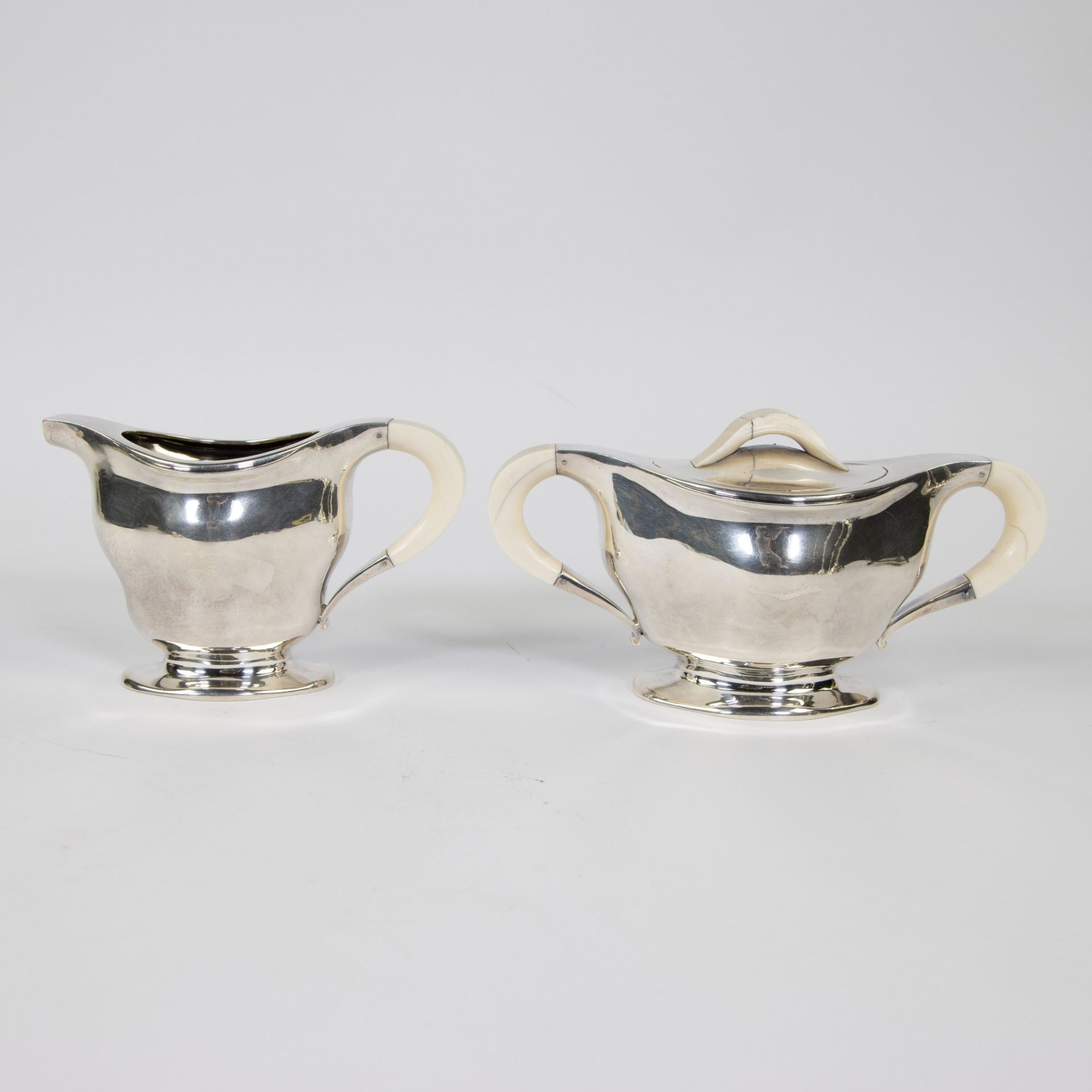 DELHEID silver coffee and tea set 4 pieces, design world exhibition 1939 in Paris model 34828 (manuf - Bild 6 aus 12