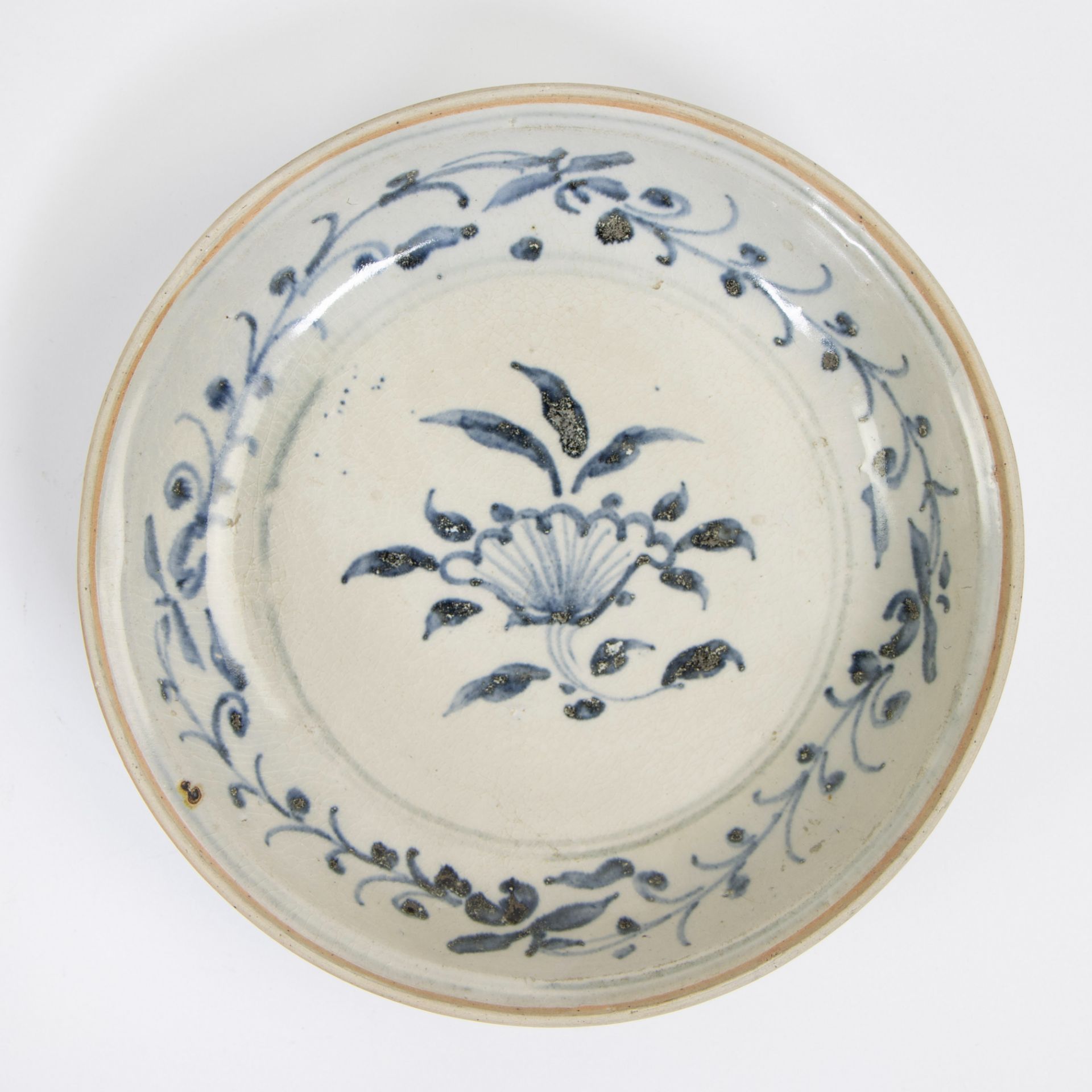 Ming plate in blue and white Chinese porcelain