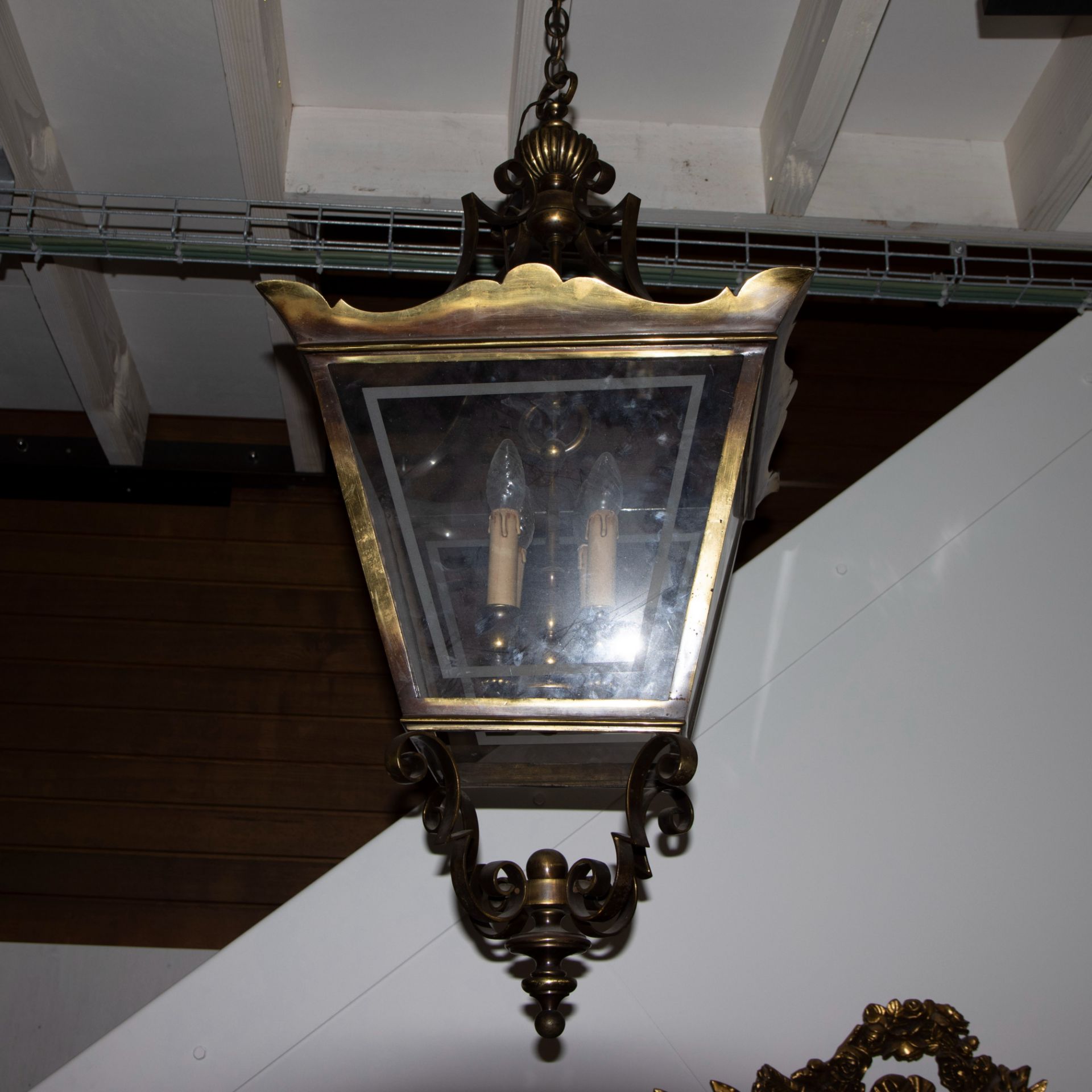 Hall chandelier in gold-plated brass