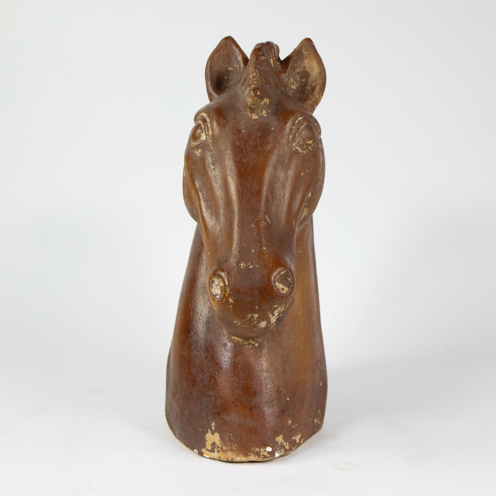 Vintage horse head in brown patinated terracotta, 1950s - Image 5 of 6