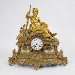 Gilded mantel clock with fire-gilt image of Neptune, medal d'or Japy freres.