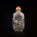 INSIDE PAINTED GLASS SNUFF BOTTLE SIGNED ZHOU LEYUAN h. 5.8 cm