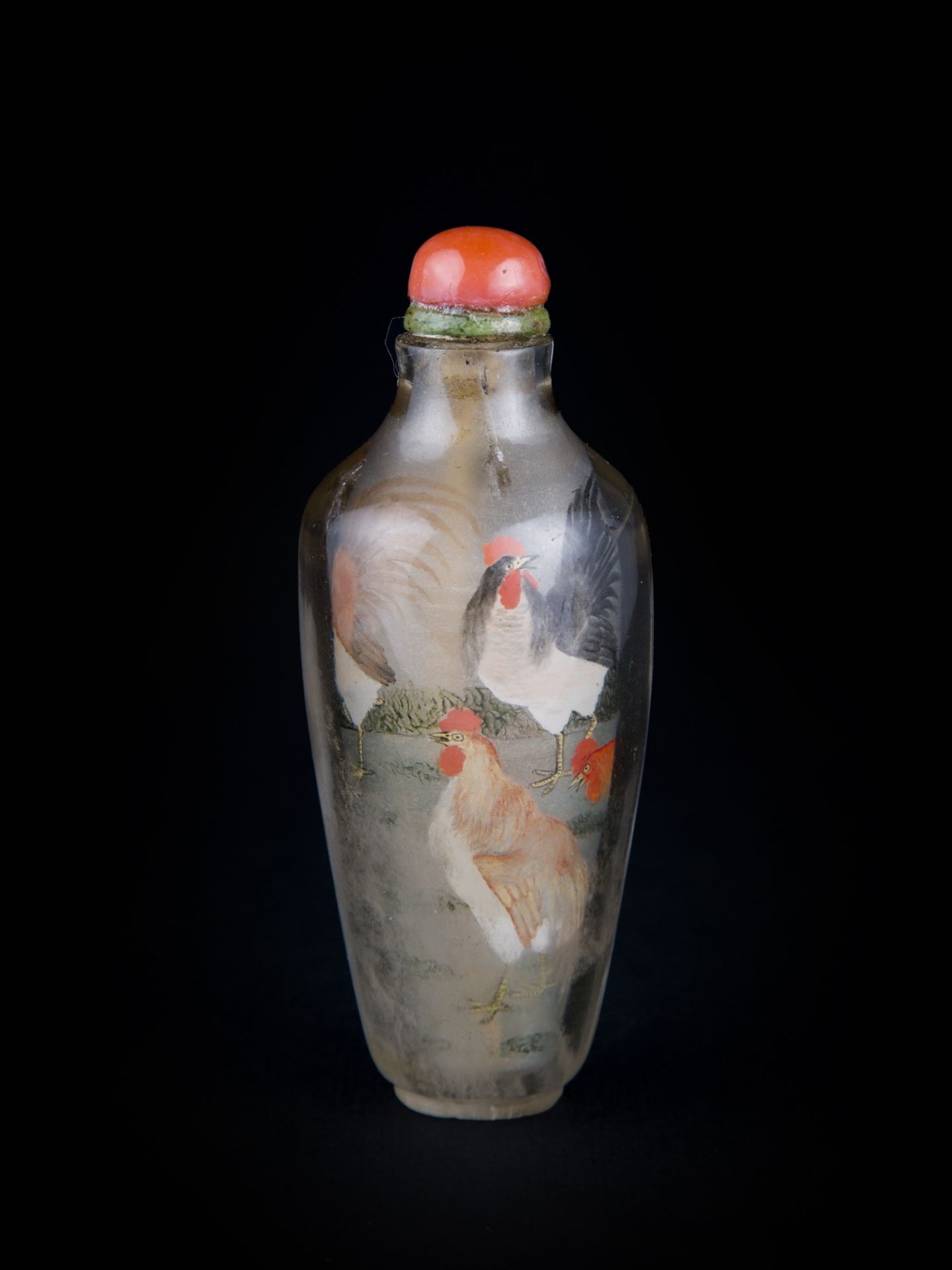 INSIDE PAINTED GLASS SNUFF BOTTLE SIGNED YE ZHONGSAN h. 7.8 cm - Bild 2 aus 2