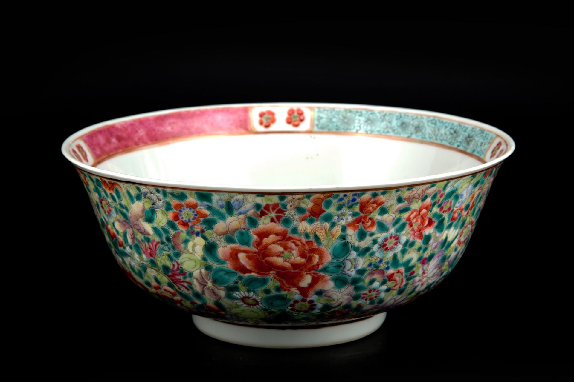 PAIR OF MILLEFLEURS PORCELAIN BOWLS  h. 8.8 cm x d. 20.8 cm - Image 3 of 5