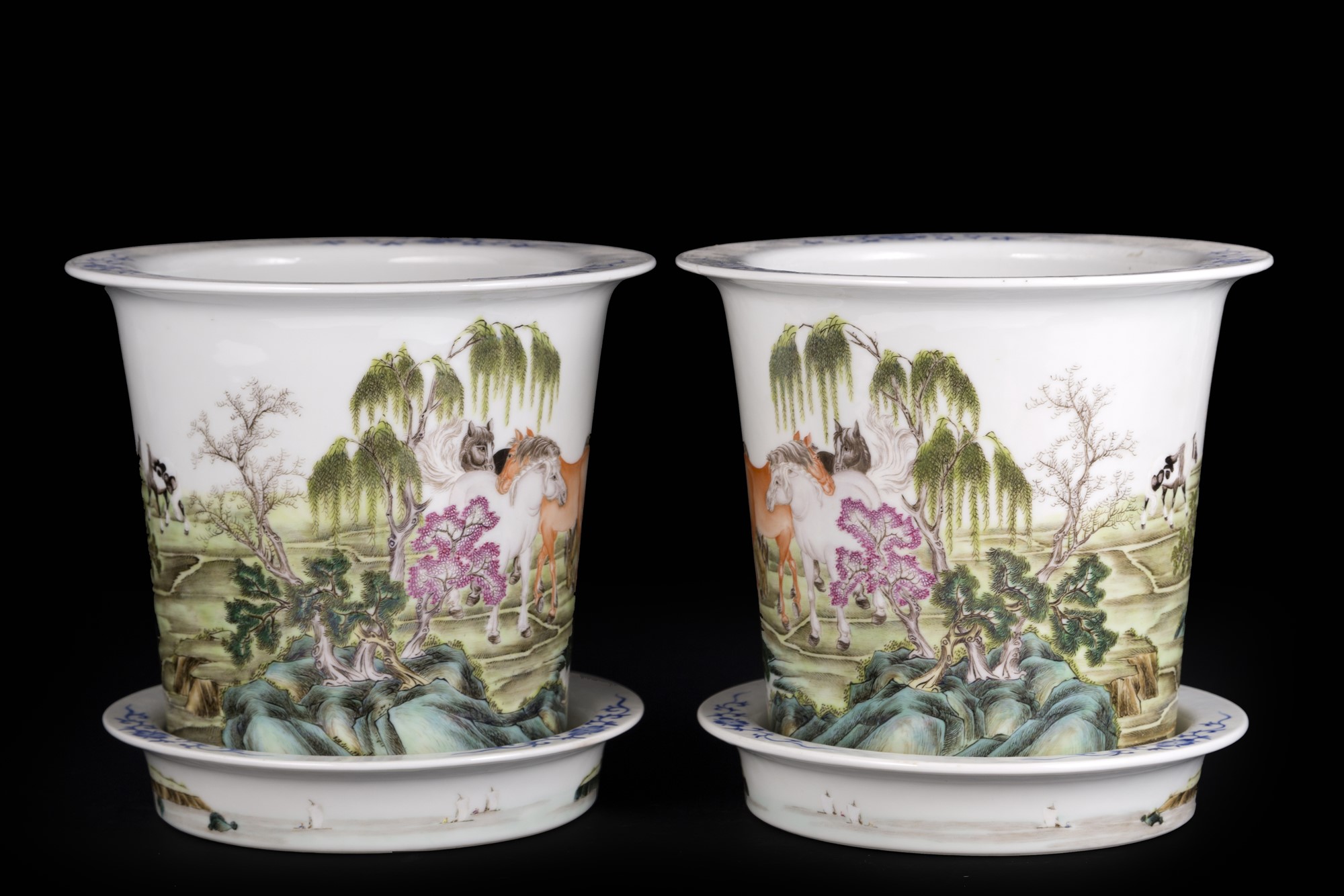 PAIR OF PORCELAIN JARDINER AND PLANT SAUCERS h.tot  20.6 cm x d. max  22 cm - Image 4 of 8