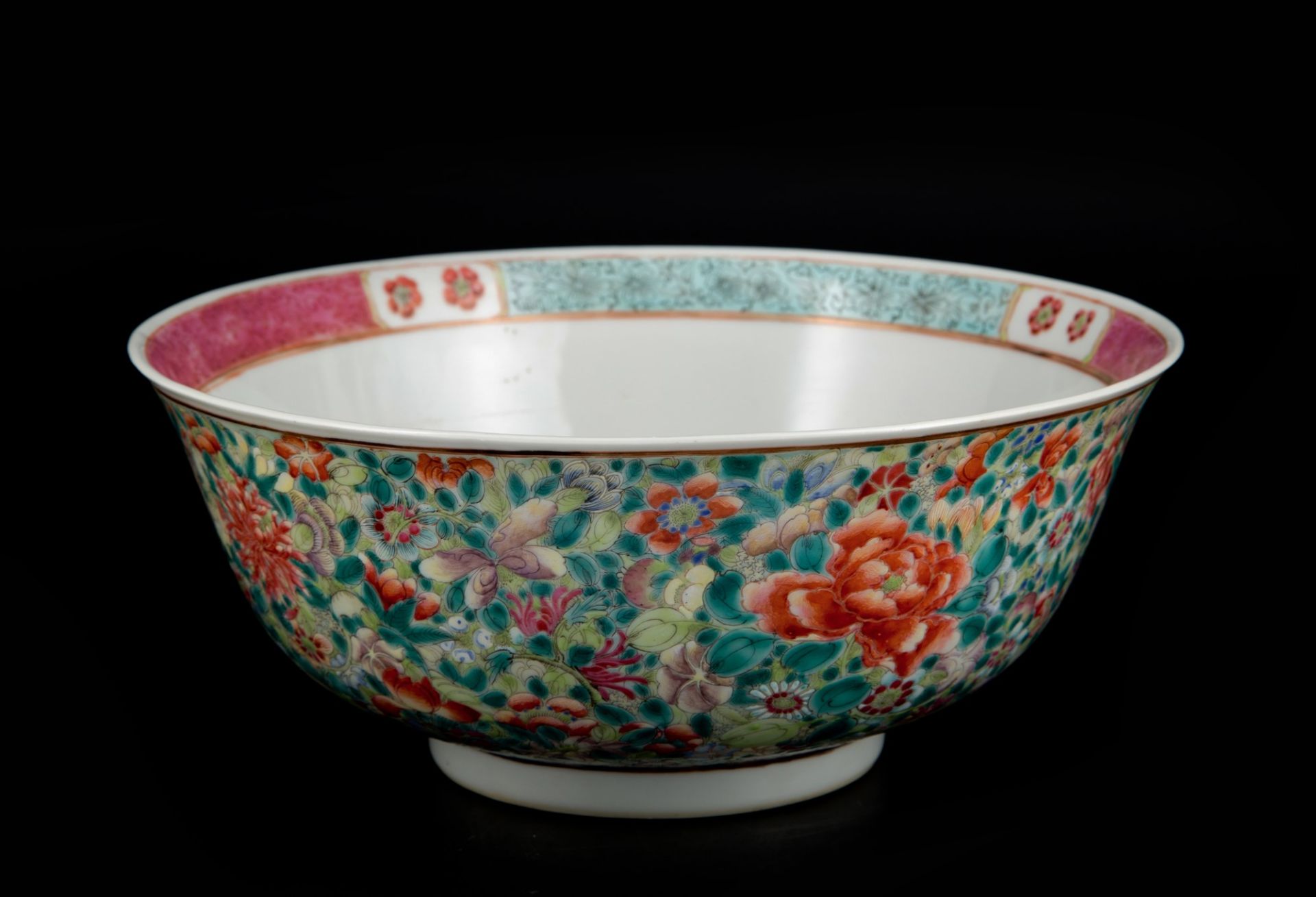 PAIR OF MILLEFLEURS PORCELAIN BOWLS  h. 8.8 cm x d. 20.8 cm - Bild 2 aus 5