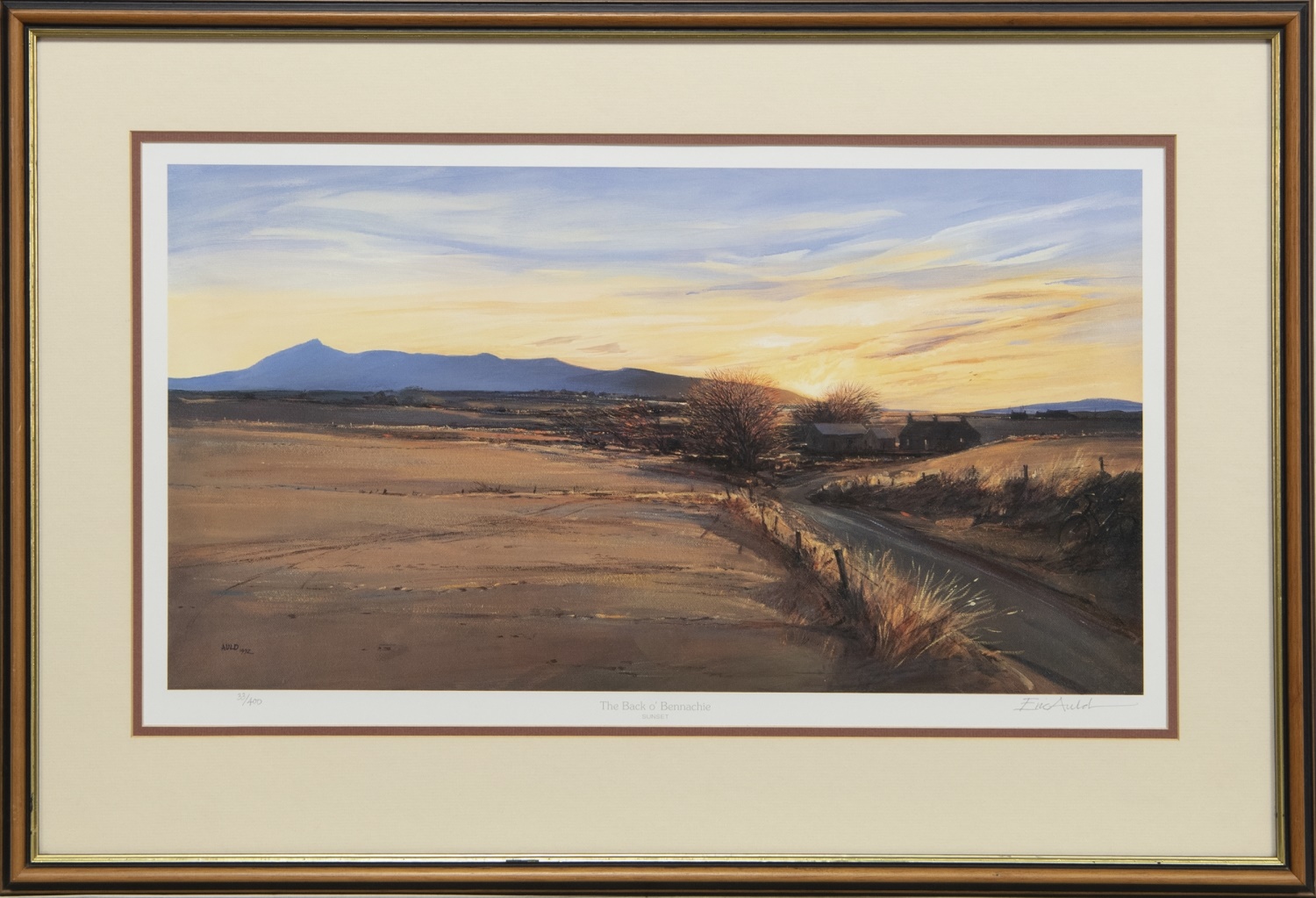 THE BACK O'BENNACHIE SUNSET, A PRINT BY ERIC AULD