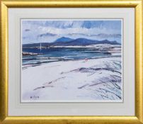 A BEACH ON MULL, A PRINT BY ROBERT KELSEY