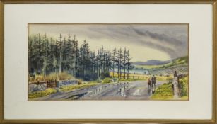 ALONG THE PATH, A WATERCOLOUR BY J WOODWARD