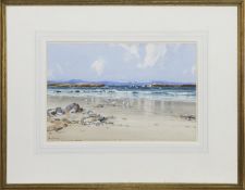 GULLS AND BEACH, A WATERCOLOUR BY TOM CAMPBELL