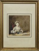 IRONING, A WATERCOLOUR BY HENRY ROBERT MORLAND