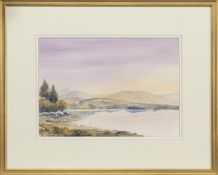 DUSK AT LOCH GARTEN, A WATERCOLOUR BY JEFF BUTTRESS