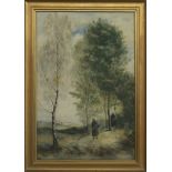 FIGURES AMONG TREES, A WATERCOLOUR BY CHARLES SIMS