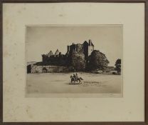 CASTLE VIEW, AN ETCHING BY SAMUEL SMITH