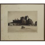 CASTLE VIEW, AN ETCHING BY SAMUEL SMITH