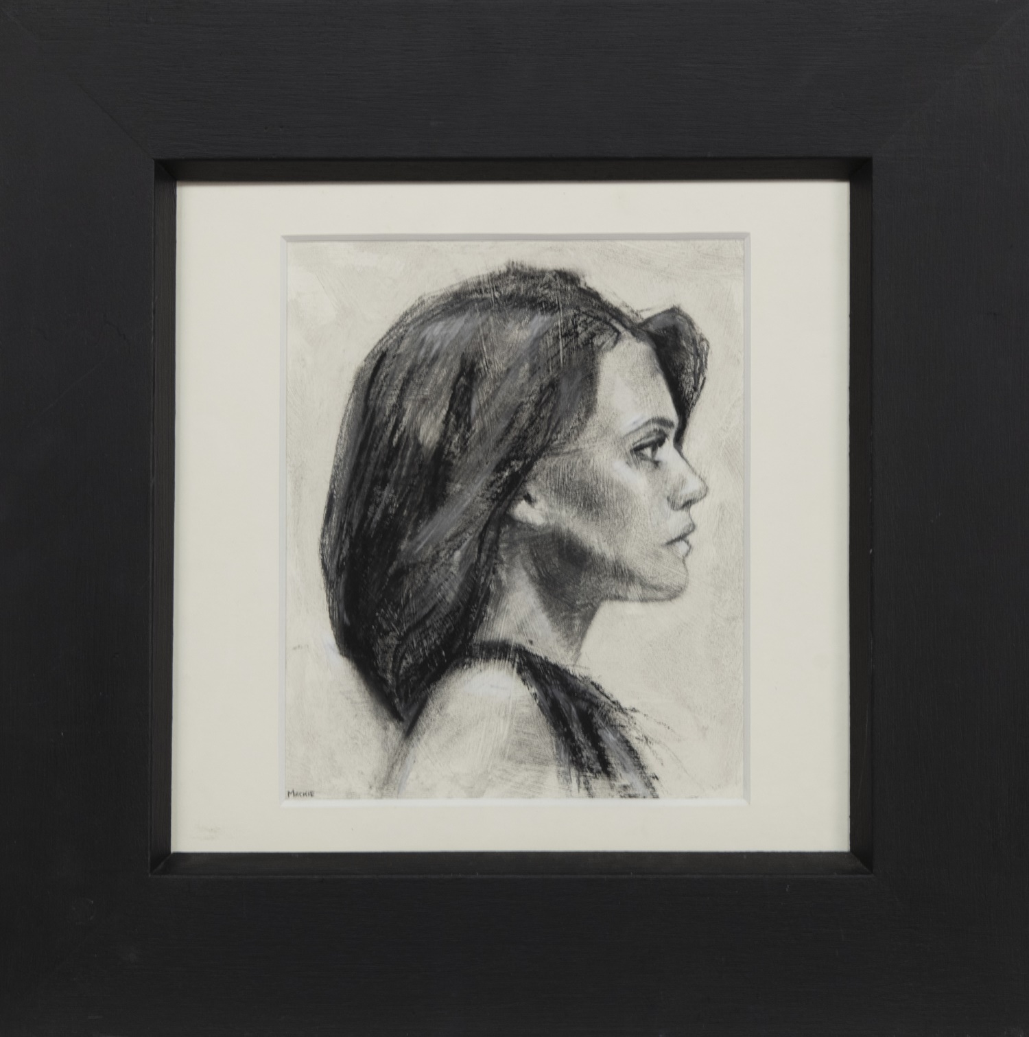 SELF PORTRAIT, A CHARCOAL BY MAXINE MACKIE