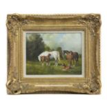 HORSES, AN OIL BY F G NOBLE