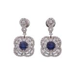 A PAIR OF SAPPHIRE AND DIAMOND EARRINGS