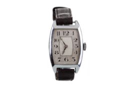 A GENTLEMAN'S ART DECO CHROME PLATED MANUAL WIND WRIST WATCH