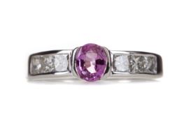 A PINK SAPPHIRE AND DIAMOND RING