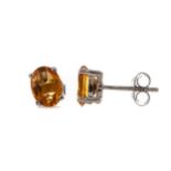 A PAIR OF CITRINE STUD EARRINGS