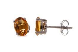 A PAIR OF CITRINE STUD EARRINGS