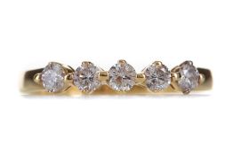 A CERTIFICATED DIAMOND FIVE STONE RING