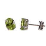 A PAIR OF PERIDOT STUD EARRINGS