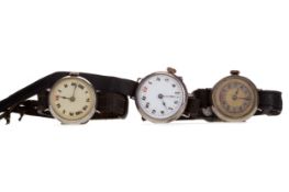 THREE LADY'S SILVER CASED WATCHES AND ONE OTHER