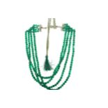 A GREEN ONYX BEAD NECKLACE