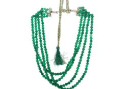 A GREEN ONYX BEAD NECKLACE