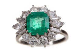 AN EMERALD AND DIAMOND RING