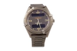 A GENTLEMAN'S BREITLING AEROSPACE STAINLESS STEEL QUARTZ WRIST WATCH