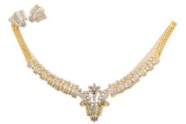 A HIGH CARAT DIAMOND NECKLET AND EARRINGS