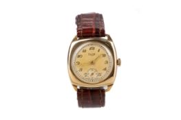 A GENTLEMAN'S LIMIT NINE CARAT GOLD MANUAL WIND WRIST WATCH