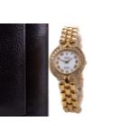 A LADY'S ROLEX CELLINI EIGHTEEN CARAT GOLD DIAMOND SET MANUAL WIND WRIST WATCH