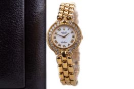 A LADY'S ROLEX CELLINI EIGHTEEN CARAT GOLD DIAMOND SET MANUAL WIND WRIST WATCH