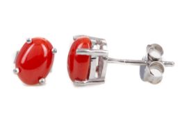 A PAIR OF CORAL STUD EARRINGS