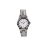 A LADY'S EBEL STAINLESS STEEL QUARTZ WRIST WATCH