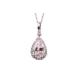 A MORGANITE AND DIAMOND PENDANT