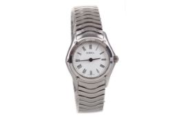 A LADY'S EBEL STAINLESS STEEL QUARTZ WRIST WATCH