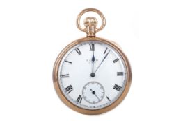 AN ELGIN NINE CARAT GOLD OPEN FACE POCKET WATCH