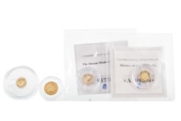 FOUR OF THE WORLDS SMALLEST GOLD COINS