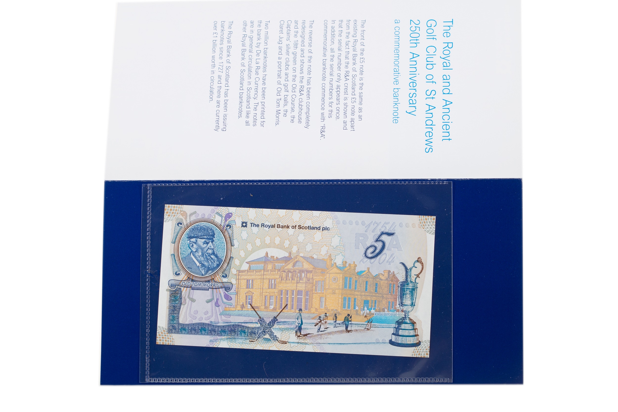 AN RBS R & A 250TH ANNIVERSARY FIVE POUND NOTE