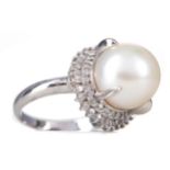 A PEARL AND DIAMOND RING